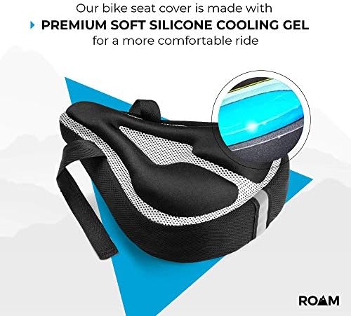 Amazon Com Roam Bike Seat Cushion Cover Padded Comfort Gel Bicycle Pad For Mountain Road Cruiser Exercise Spin Or Stationary Bikes Saddle Bike Seat Cover For Adult Men Women