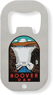 Hoover Dam Nevada retro affisch rostfritt stål flasköppnare silver
