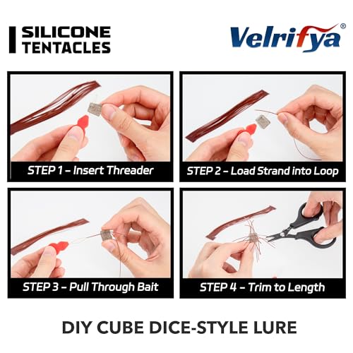 Silicone Skirt Tabs & Tentacle Strands Set for Dice Lure Builds, Japanese-Style Rubber Legs DIY Kit for Soft Baits, with Threader Tool, Fishing Lure Material for Jig Skirts by Velrifya - Used condition - Image 9