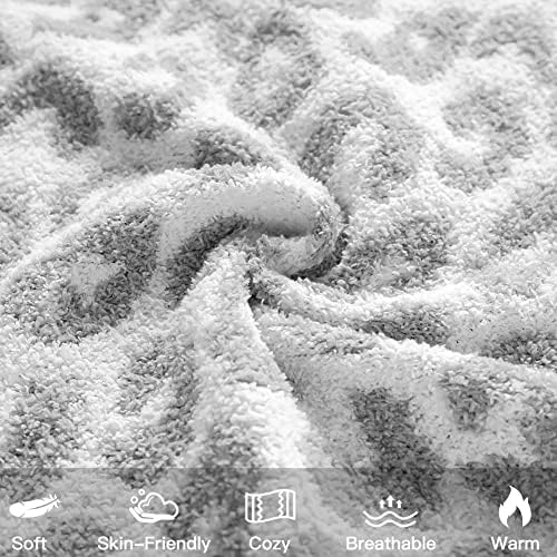 Sungeek Ultra Soft Plush Leopard Throw Blanket Warm and Cozy Knitted Polyester Blanket Luxury Reversible Cheetah Blanket for Couch Bed Sofa Travel, 127x152cm (Light Grey)