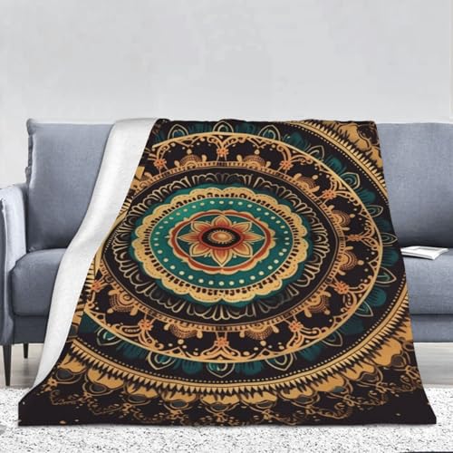 COWMGHLDFL Manta de mandala para sofá, manta de felpa reversible, suave y acogedora, para sofá, camping, todas las estaciones, franela de 280 g