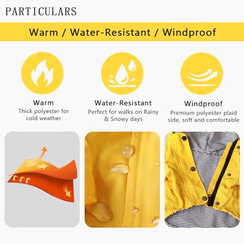 Voarge Dog Zip Up Dog Raincoat with Buttons, Waterproof Dog Raincoat with Hood and Adjustable Drawstring - Image 3