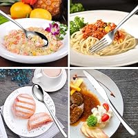 MURRI&MURRDI Besteck Set für 1 Personen, 3 teilig Mehrweg Flatware Set, Besteck Edelstahl Spiegelpoliert, Camping Messer Gabel Löffel mit Tasche, Spülmaschinenfest (3 Silbrig) – Ansicht 2