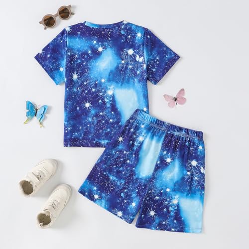 Image of 9-16Y Tween Girl Clothes 2 Piece Short Sleeve Heart Print Top and Shorts Teen Girl Summer Outfits Short Set