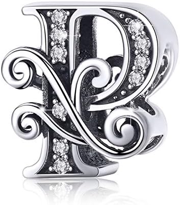 925 Sterling Silver Initial Letter A-Z Charms for Snake Chain Bracelet Necklace Alphabet Beads