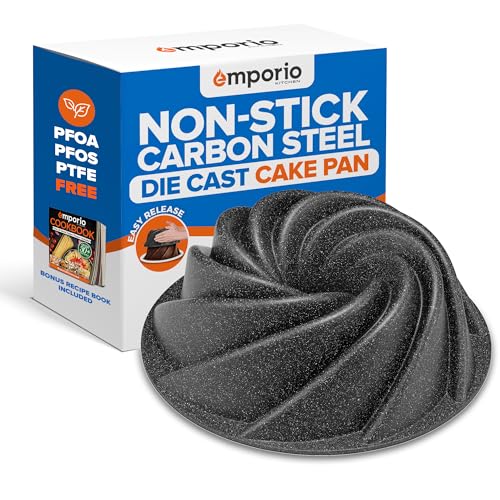 Emporio Kitchen Baking Pan - Two-Layered Nonstick Gray Marble Coating, Aluminum Fluted Cake Pans, Oven Safe (Up To 450° F), PFOA, PFOS, and PTFE Free, Recipe Booklet Included, Marissa Pan, by Emporio Kitchen - Used condition - US$11.14