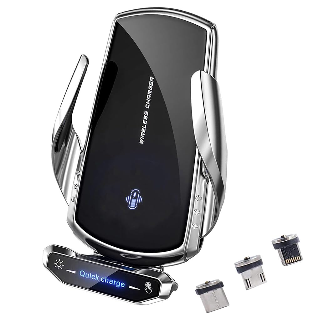 Car Wireless Charging Phone Stand for Renault Grand Modus (Phase II, 2008) 2008-2012,360° Rotating Magnetic Vent Mount Bracket Smartphones Fast Charging Accessories,A-Silver