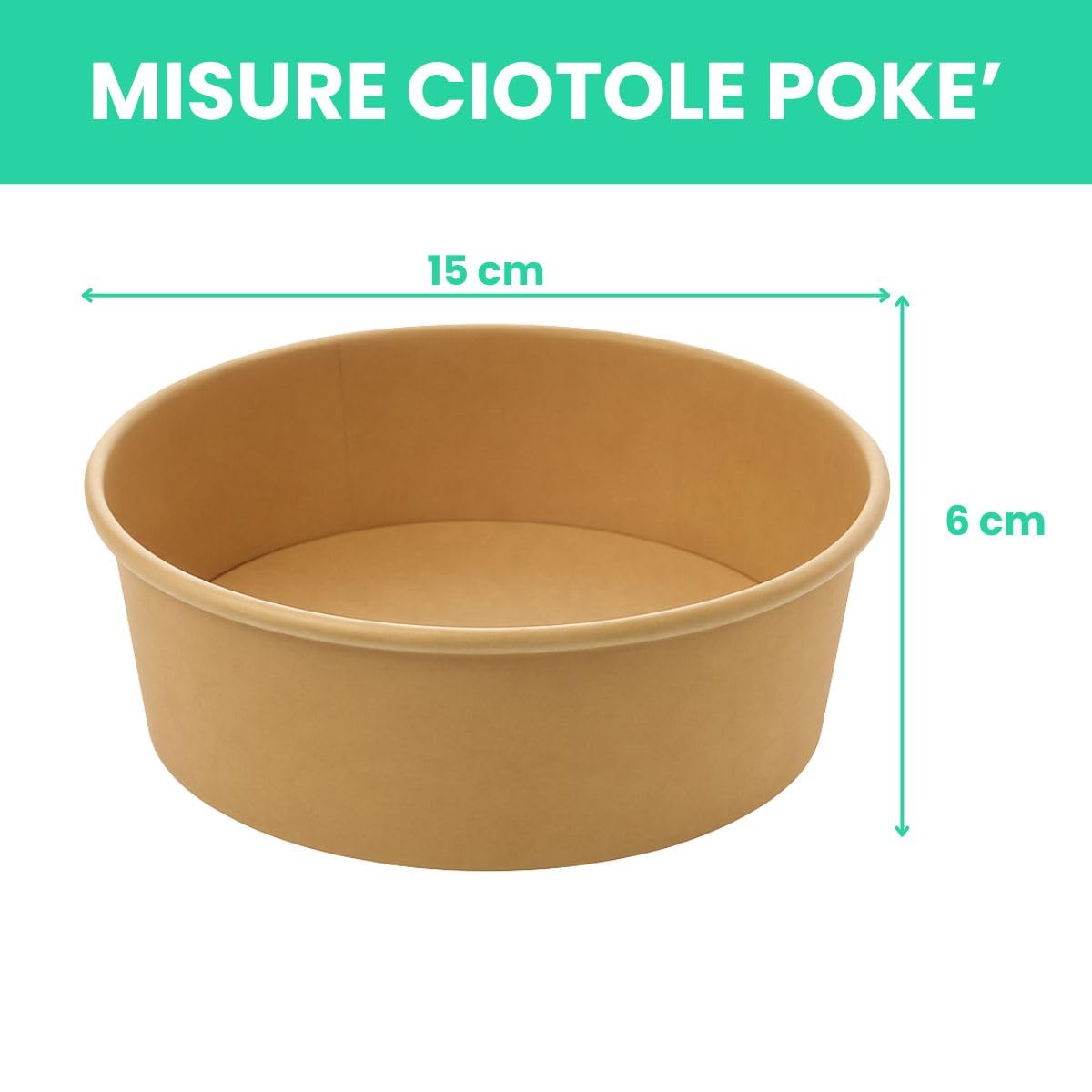 200 Bowl Poke 750 ml con Coperchi - Cartone Rivestimento PLA - Resistenti a Cibi Umidi e Unti
