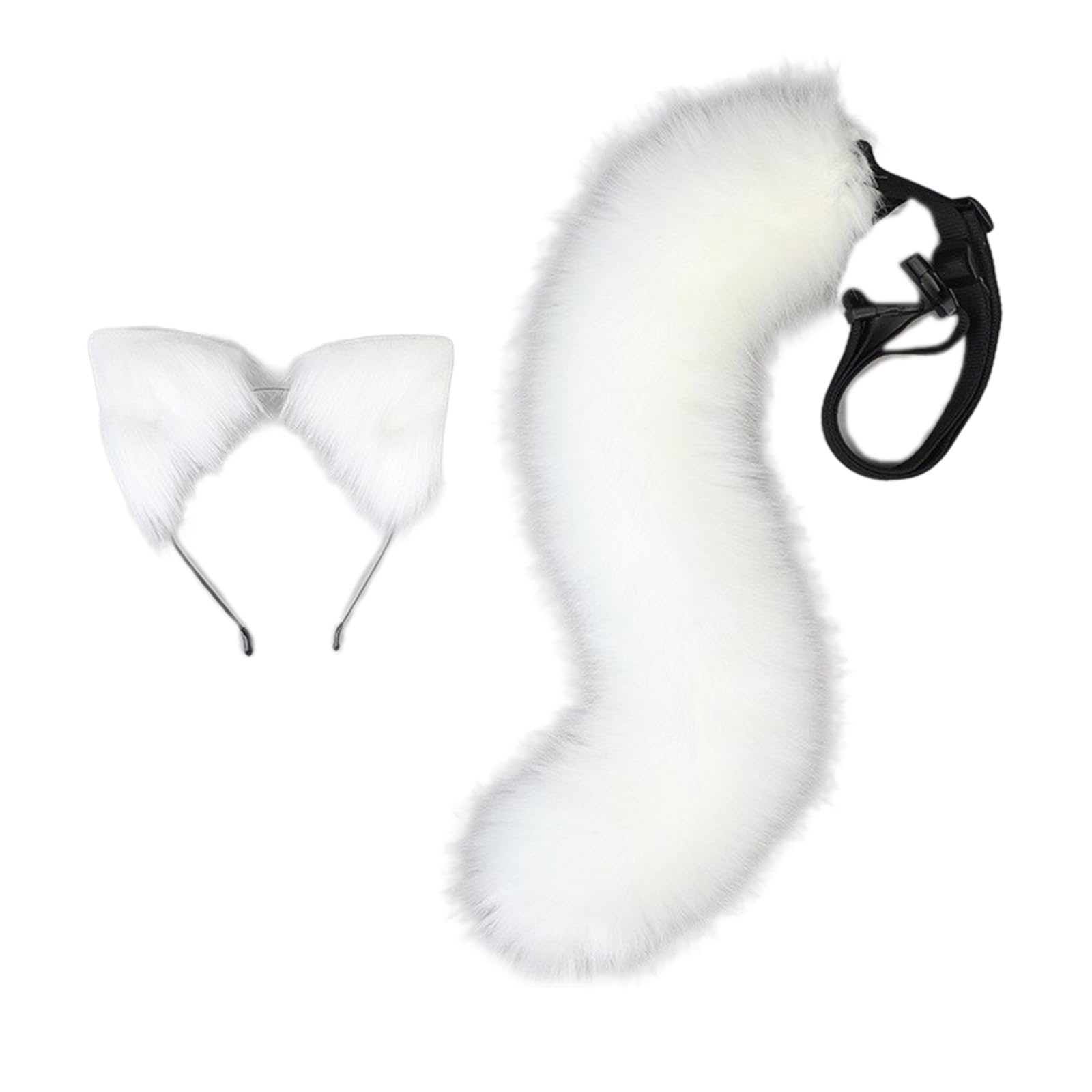 Bandeaux oreilles de chat en fourrure synthétique haut de gamme avec queue - 8