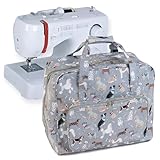Hobby Gift Sewing Machine Bag - Heavy Duty Padded Carry Bag with Zip Closure, Water-Resistant Large Sewing Bags and Storage for Supplies - 20 x 44 x 38cm, Grey Dogs