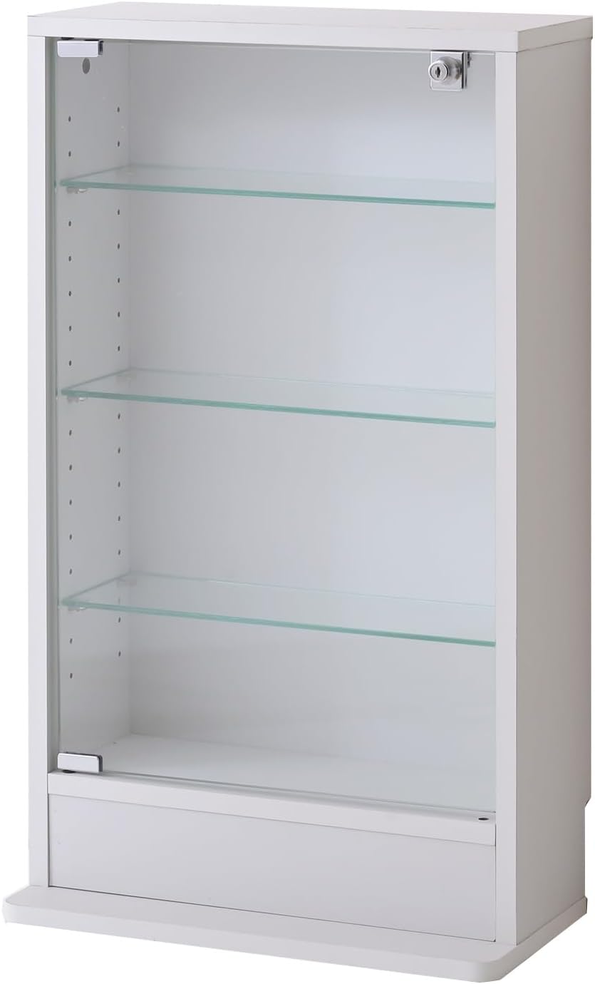 JK・インターナショナル コレクションケース コレクションシェルフ シェルフ ガラスケース コンパクト ロータイプ ホワイト