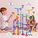 Meland Marble Run - 132Pcs Marble Maze Game Building Toy for Kid, Marble Track Race Set & STEM Learning Toys for Boy Girl Age 3 4 5 6 7 8 9+ (102 Translucent Marbulous Pcs & 30 Glass Marbles)