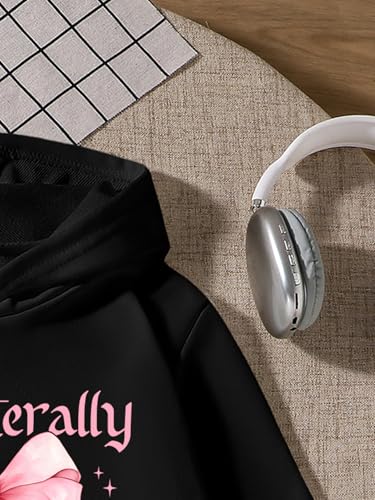 Girl's Bow Graphic Long Sleeve Hoodie Hooded Neck Casual Sweatshirt Pullover Tops3