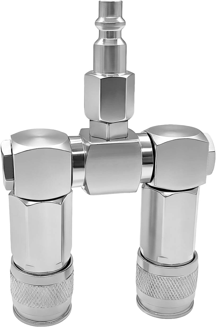 YSIL 2 Way Air Hose Splitter Air Manifold 360 Degree Swivel with 1/4" NPT Steel Fittings 300PSI Industrial Compressor Connector Quick Connector Accessories