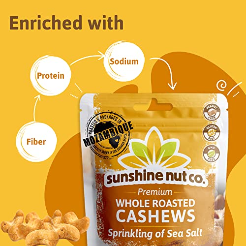 Whole Roasted Lightly Salted Cashews By Sunshine Nuts Co., Gluten Free, Peanut Free And Vegan Individual Snack Packs For Kids And Adults, Gmo Free, Sprinkling Of Salt Flavor, 2 Pack, 7 Oz. Each #TOP6