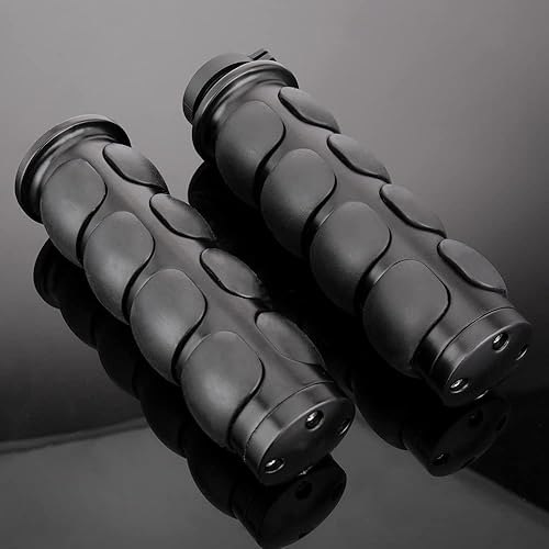 Miniatura 5 de KICRY Empuñaduras de mano para motocicleta de 1 pulgada para manillar de acelerador, 0.984 in, goma de aluminio cromada, negra, compatible con