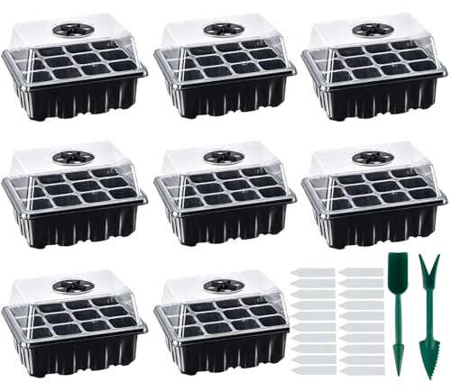 Lostwry 8 Piezas Bandejas Semilleros de Germinacion, Bandejas de Germinación para Invernaderos Semillero con Agujero para Plantas en Crecimiento, Negro