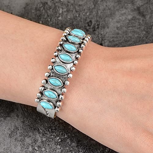 Turquoise Bangle Bracelet Boho Turquoise Bracelet For Women Stabilized Turquoise Bracelet Handmade Adjustable Cuff Bracelet Western Jewelry For Women Dainty Bracelet Jewelry Gifts For Girls(Green) #TOP1