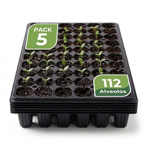 GROWMANIA Pack 5 Bandejas de Germinación 112 Alveolos | Semillero 100% Material Reciclable | Propagador de Semillas