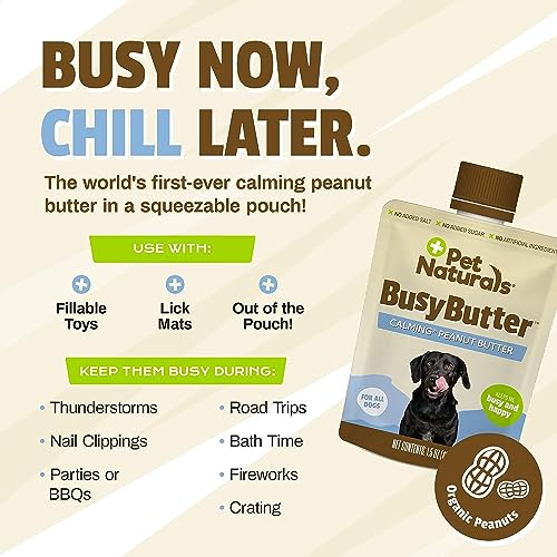 Pet Naturals Calming Chews for Cats, 30 Chews & BusyButter Easy Squeeze Calming Peanut Butter for Dogs, 6 Pouches - Thumbnail 2