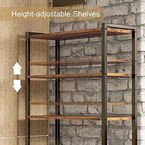 Ironck Industrial Bookshelf And Bookcase With 2 Louvered Doors And 5 Shelves, Standing Storage Cabinet For Living Room, Home Office, Bedroom, Washroom, Vintage Brown #TOP6