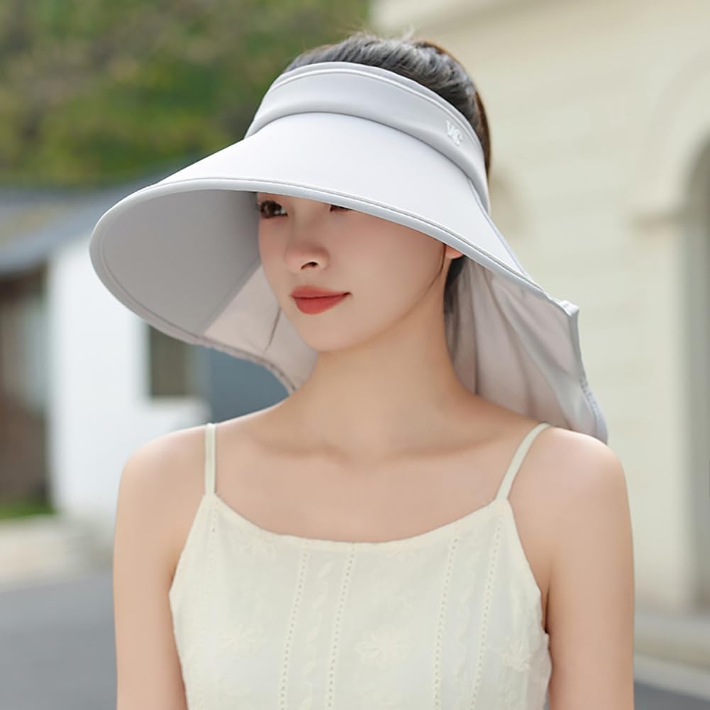 Sun Visor Hats for Women Wide Brim UPF 50+ UV Sun Protection Visor Hats Casual Adjustable Roll up Summer Beach Caps