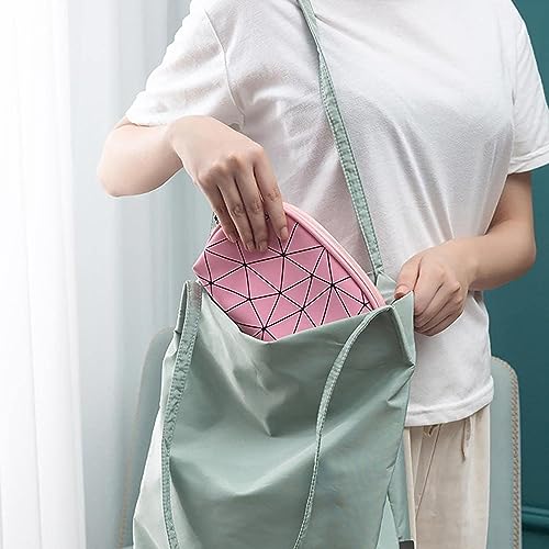 Image of House of Quirk Makeup Handy Bag Travel Cosmetic Organizer Bag Large Zipper Pouch Toiletry Bag for Women (Silver)