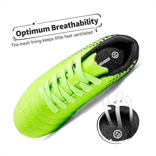 DREAM PAIRS Kids Outdoor Soccer Cleats,Neon/Green/Black,1 Little Kid — view 2