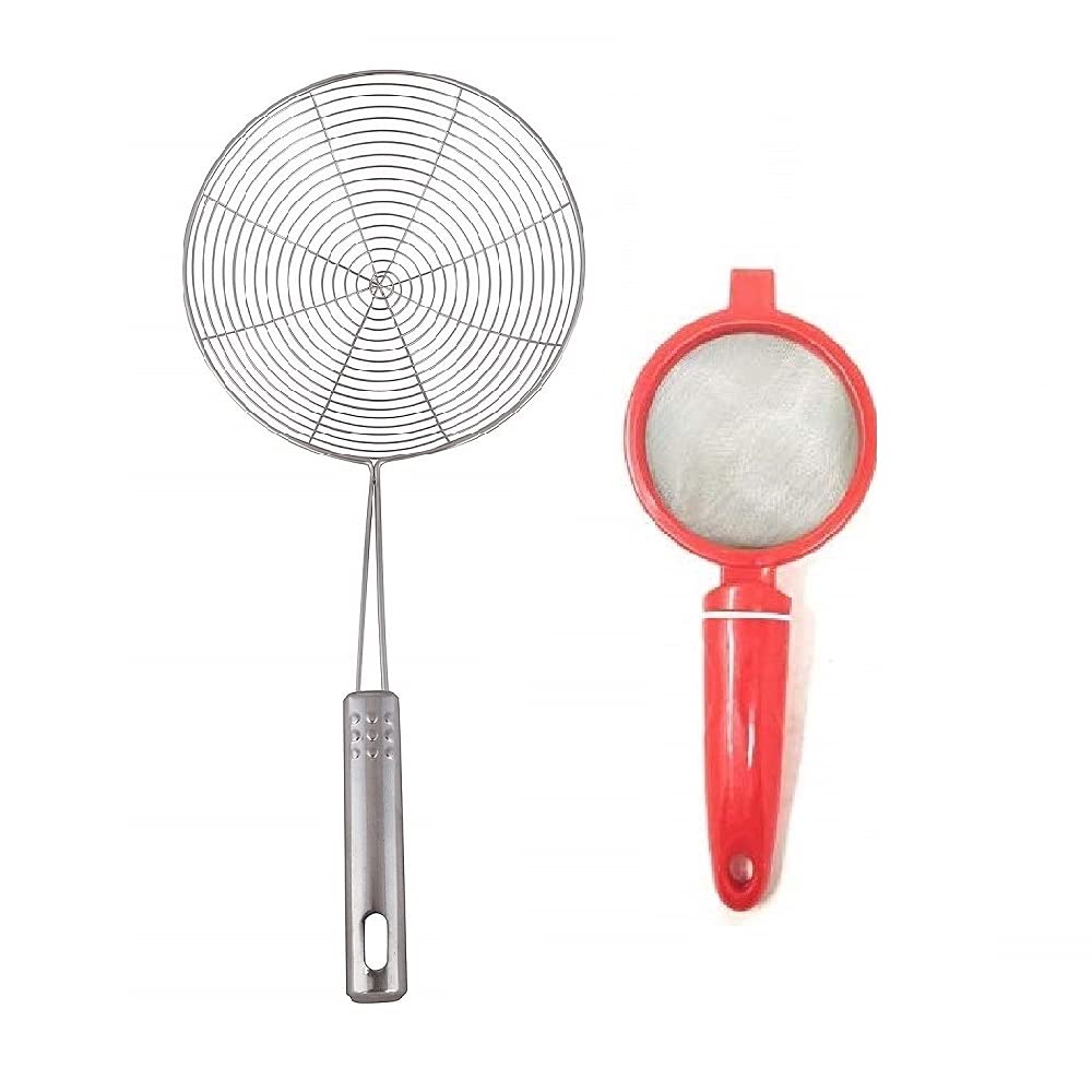 First Front Stainless Steel Deep Fry Oil Strainer & Plastic Tea