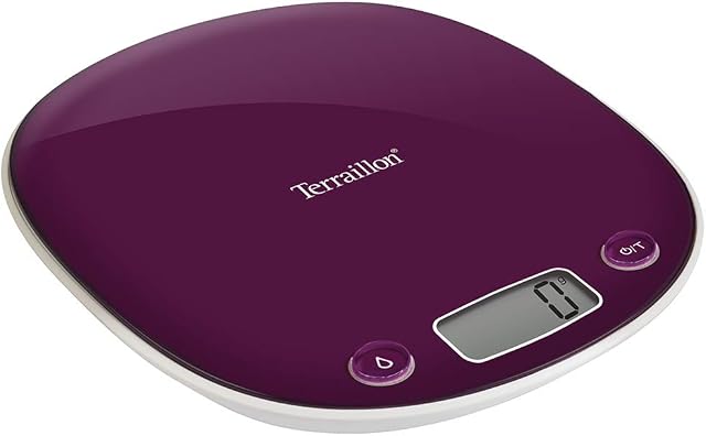 Terraillon Digital Kitchen Scales Electronic Food Weighing Macaron Purple Slim Cooking Scale Home Appliance, LCD Display, Add & Weigh, Metric or Imperial, Easy to Clean - 5 KG