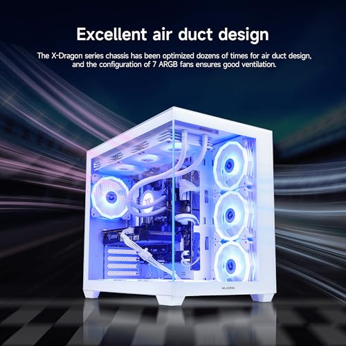 Image of MLOONG X-Dragon Gaming PC Desktop, AMD Ryzen 7 9800X3D 8 core 4.7GHz(up to 5.2GHz), GeForce RTX 5070Ti 16GB, 32GB DDR5 RAM 6000MHz, 2TB NVME SSD, 850W PSU, Windows 11 Home 64-bit, White