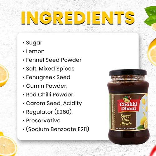 Image of Chokhi Dhani Sweet Lime Pickle (Pack of 2, 600g) | Khatta Meetha Nimbu Achar | Sweet & Sour Lemon Pickle | Oil-Free | No Artificial Flavours | Traditional Indian Pickle