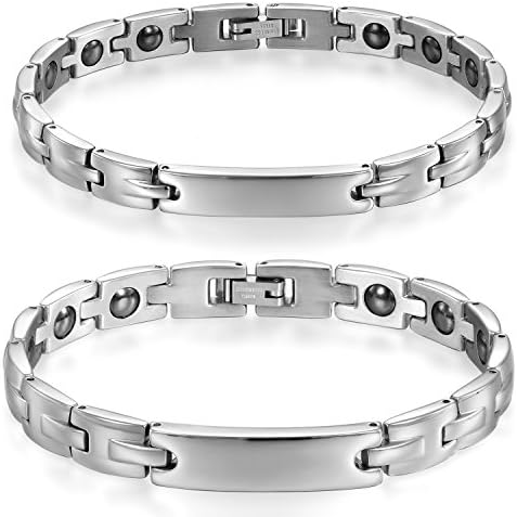 OIDEA Bracciale Braccialetto Coppia Lovers Braccialetto Acciaio Inox Mosaico zircone lucidatura Argento(1 Coppia) Regalo Perfetto