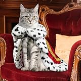 Dog King Costume, Faux Fur Dog Halloween Costume Royal Red King Cloak, King Queen Prince Princess Halloween Costumes for Cats Kitten Cape, M