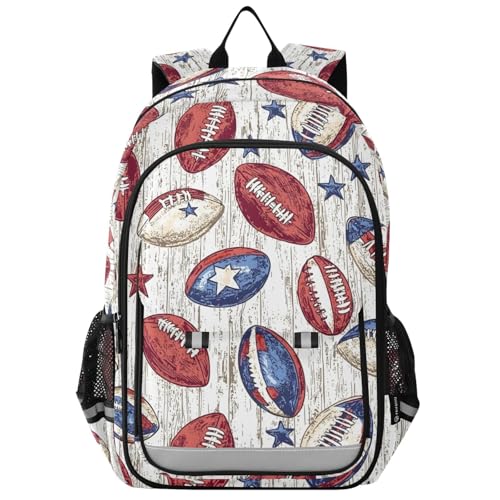 Sac à dos ordinateur portable enfants vintage football lycéen sac de voyage décontracté