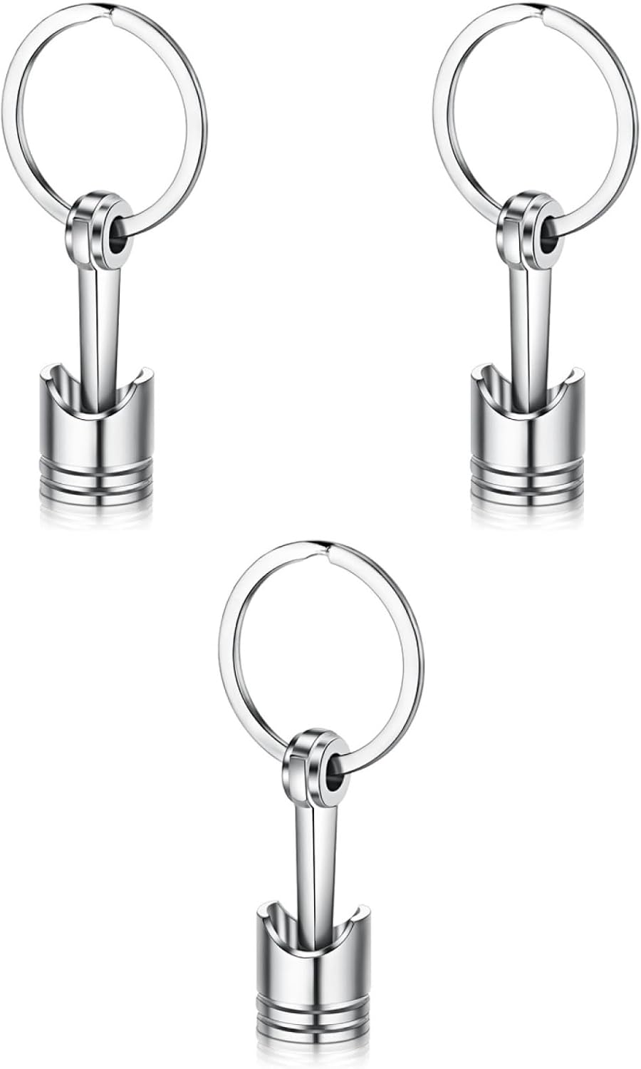 GLEAVI 3pcs Metal Piston Keychain Auto Piston Keychain Engine Keyfob