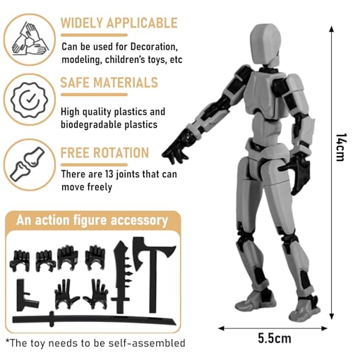 Image of RAMONI 4Pcs Action Figure Toys, T13 Action Figures, Portable & Easy to Use, Robot Toy, 3D Printed Toys with 28 Accessories