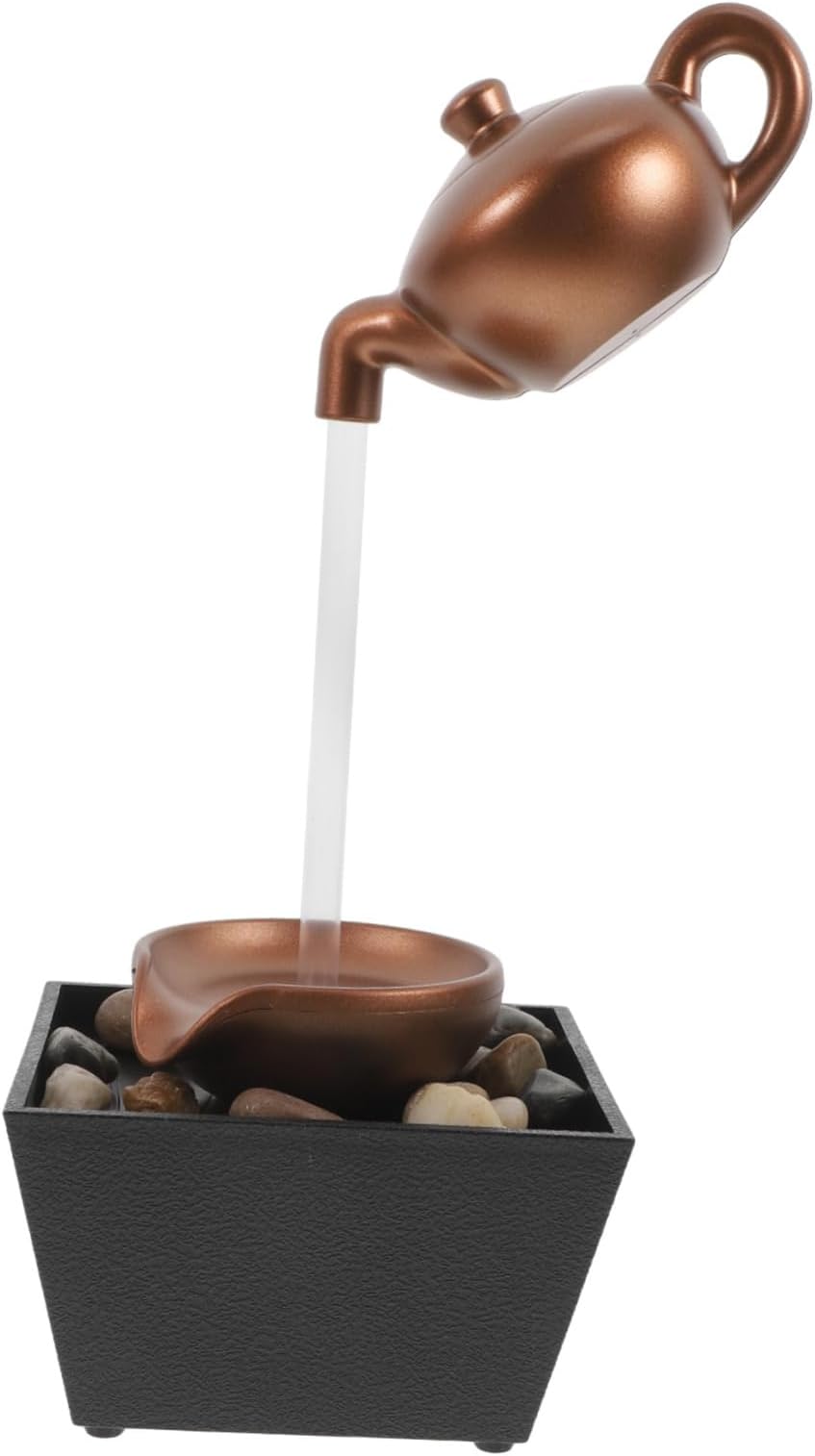 Alasum Tabletop Waterfall Fountain Indoor Relaxation Fountain Compact Desktop Water Feature Gold Ornament for Home Office Zen Garden Decoration