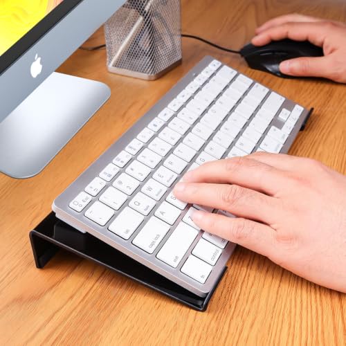 Image of Egchi Computer Keyboard Stand for Desk 78 Keys, 11.8 x 5.1 Inch Keyboard Tray, Black Acrylic Keyboard Riser Lift, Apple Keyboard Holder