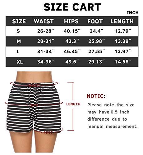 Amvelop Women Pajama Bottoms Sleep Shorts With Pockets Black Stripe S #TOP5