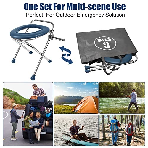 Cke Upgraded Portable Toilet For Camping, Portable Camping Toilet Folding Toilet With Soft Seat, Stainless Steel Portable Foldable Toilet For Car Camping Travel Toilet, Over 350 Lbs Weight Capacity #TOP6