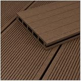 HORI WPC Terrassendielen Komplettset Hohlkammerdiele BPC Aktion Komplettbausatz Inkl. Unterkonstruktion & Clips Wetterfest pflegeleicht Fläche: 16 m² - 400 cm Dielenlänge - Braun