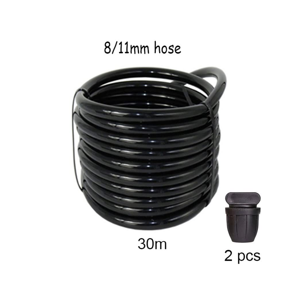 8 / 11mm Garden Watering Manguera 3/8 '' CLORURO DE POLIVINILO Tubería De Agua, For Tubo De Riego De Goteo De Jardín con Tapón De Extremo Negro (Size : 30m)