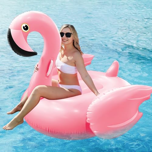 TURNMEON Giant Flamingo Pool Float, Inflatable Summer Beach Swimming Raft Lounge Ride-on Water Pool Floatie for Adults Kids Lake Beach Float Pool...