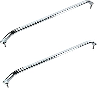 Amarine Made 2-Pack Polished Stainless Heavy Duty Oval Boat Marine Grab Handle Hand Rail with Flange & Stud (23")