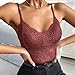 Borniu Women's Lace Bralette Sexy V Neck Unpadded Wirefree Longline Bra Strap Crop Tops Stretchy Camisoles Everyday Lingerie Red
