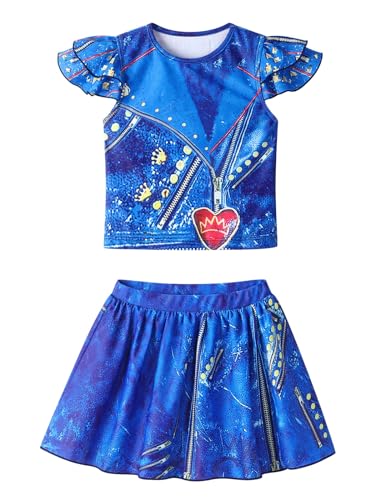 Image of WonderBabe Toddler Girls Princess Swimwear One Piece Swimsuits Bathing Suit Beach Holiday Summer Gift for Kids Size 6-7t Blue