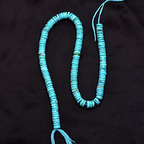 Naturalny turkus 8 mm fasetowane koraliki Heishi, sznurek 18 cm, niebieski turkusowy półszlachetny moneta, rzadkie turkusowe koraliki, Kamień, turkusowy