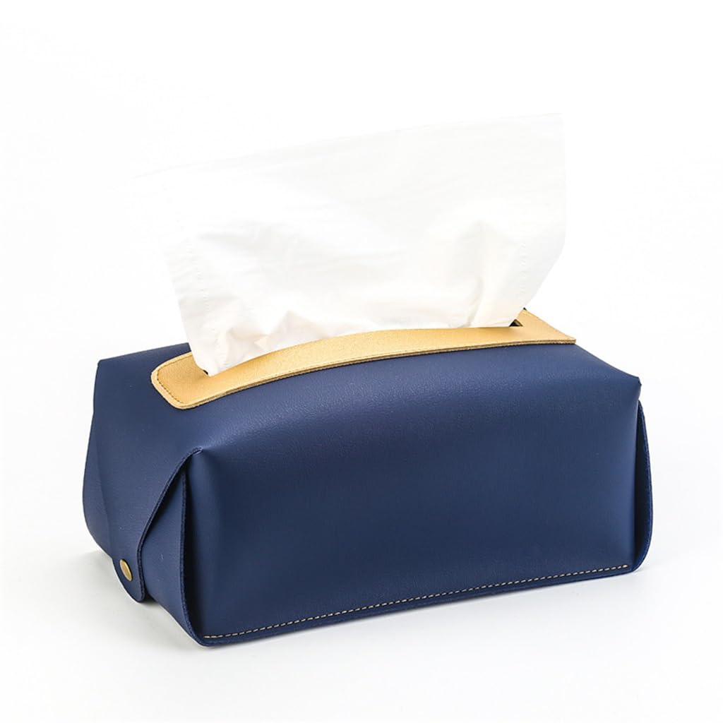 Sac à mouchoirs en cuir PU épais au design raffiné Kl-Bleu