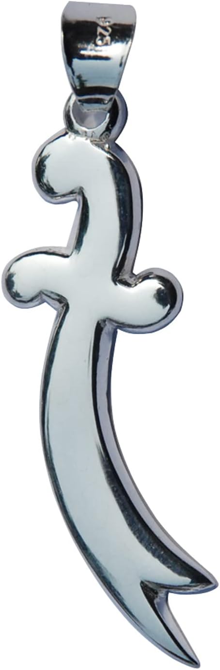Medium Sterling Silver Ali Dhul-fikar Double Edged Sword Pendant for Chain or Necklace - Islamic Jewelry